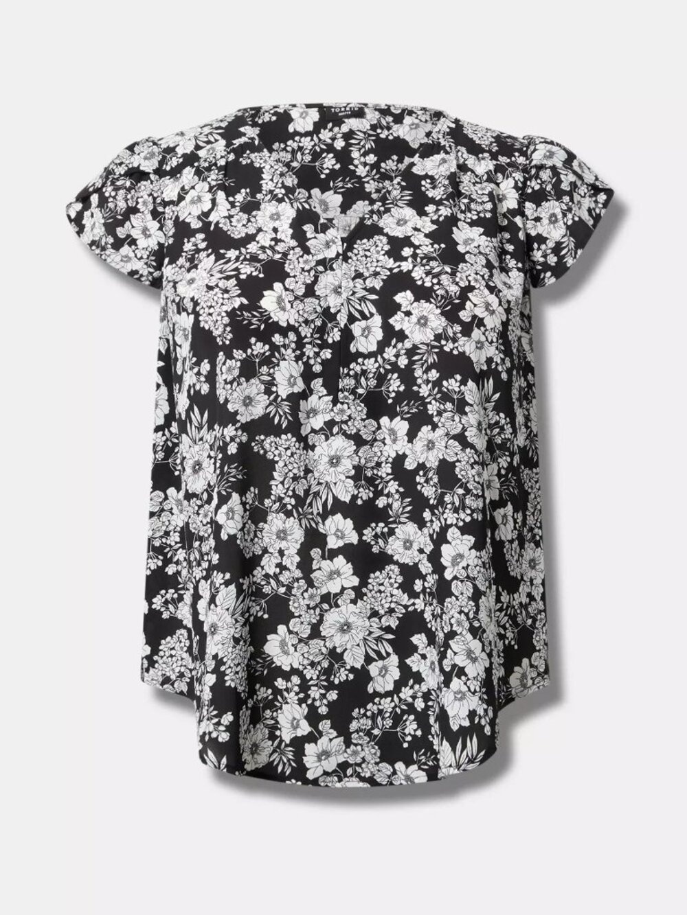 Torrid Harper Floral Georgette Blouse 4X Black White Short Sleeve Plus Size Top